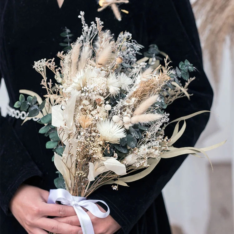 Wholesale Fleur Mariag Bride Flower Bouquet Wedding Dry Flower Ted