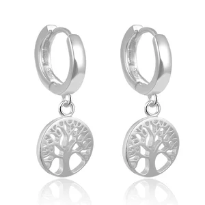 POLIVA 925 Life Tree Rhodium Plating Earrings Nickle Free Women's Hoop Zircon Charm for Wedding or Gift