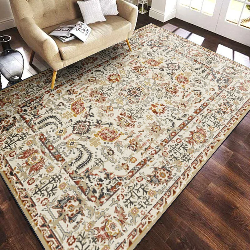 Customized Persian Vintage Design Polyester Tufted Wholesale Soft Thick Washable Bohemia Bedside Sofa Rugs Bedroom Tapis