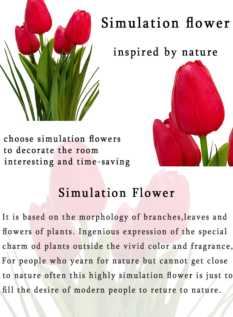 Nordic Artificial Tulip Home Decor Preserved Tulip For Tulip Table