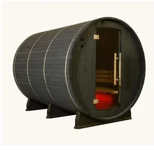 Factory wholesale Wooden Canadian Cedar Barrel 3  Person Wooden Garden Steam sauna room Outdoor Barrel Sauna with electric stove