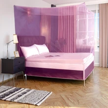 100% Polyester Square Hanging Mosquito Net pink Queen Size Bedroom