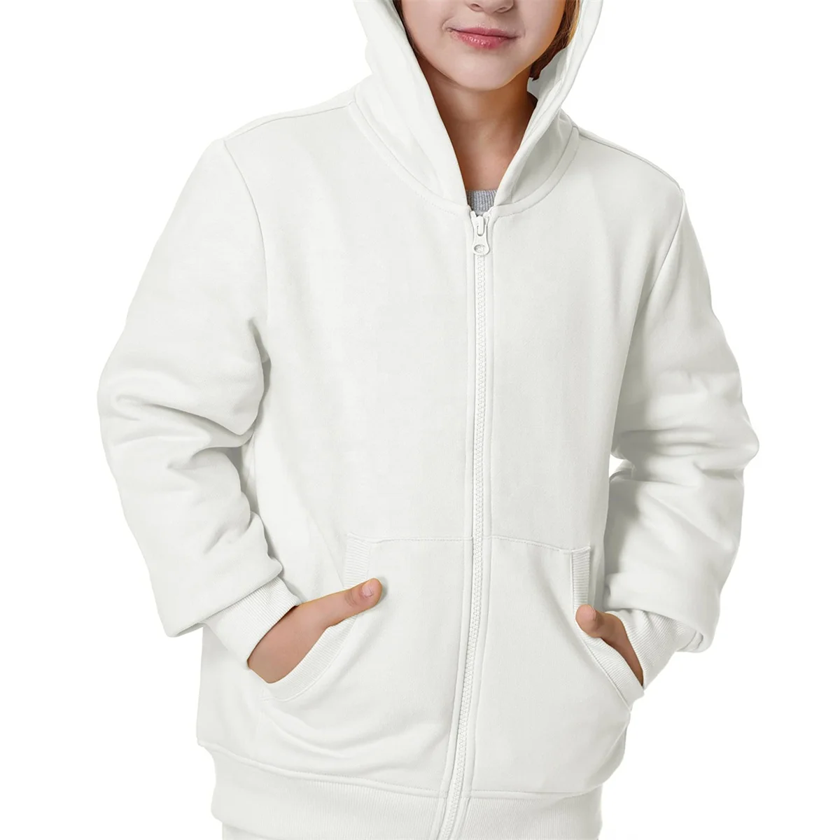 Wholesale Fleece Terry High Quality Plain Boys Hoodie Kids Zip up