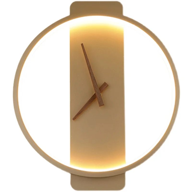 مصباح حائط LED أنيق للصالة وغرفة النوم، تصميم إبداعي بسيط على شكل ساعة، مصابيح حائط جانب السرير من الحديد