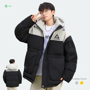 Men's Waterproof Breathable Winter Casual Outdoor Puffer Jacket Hooded 90% Duck Filling Zipper Design Thick Warm Poly Material