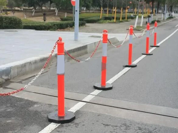 48.5 Inch HDPE PE Plastic Traffic Delineator Posts with Reflective Band and Steel Base for Roadway Construction for 16 Sites details