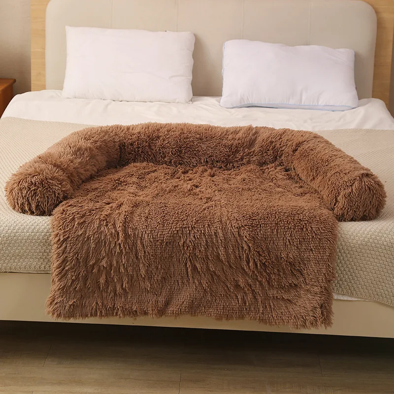 Long Velvet Antislip Customized Calming Fluffy Plush Pet Dog Bed For
