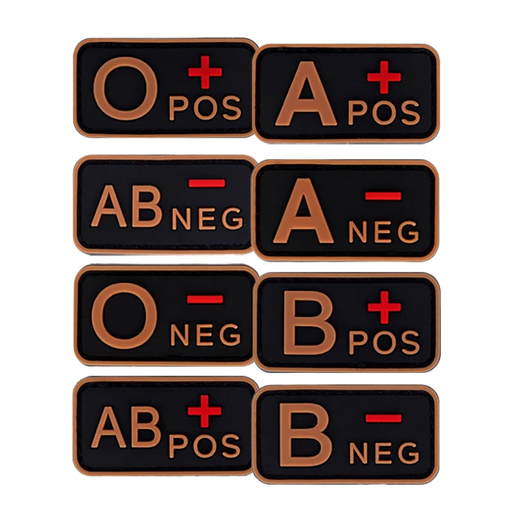 ПВХ Мягкая Этикетка 3D Группа крови патч Крюк Поверхность для одежды шлем грязь цвет