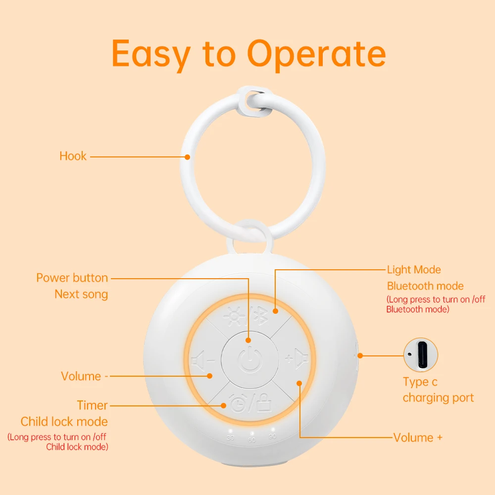 Máquina portátil de ruido blanco OEM/ODM con luz nocturna y máquina de sonidos recargable para dormir