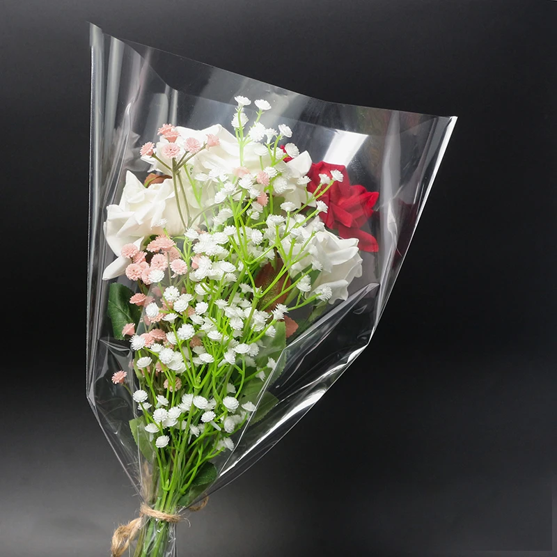 Wholesale High Transparent Flower Wrapping Paper Waterproof Plastic Flower  Sleeve For Florist From m.