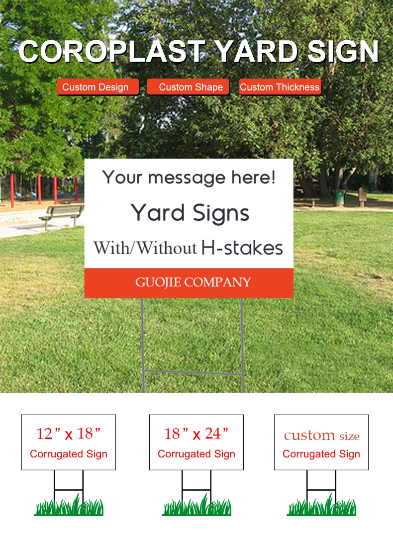 Polyproplene Signe Customized Advertising pp Plastic Sheet Lawn Yard Polypropylene Sign ...