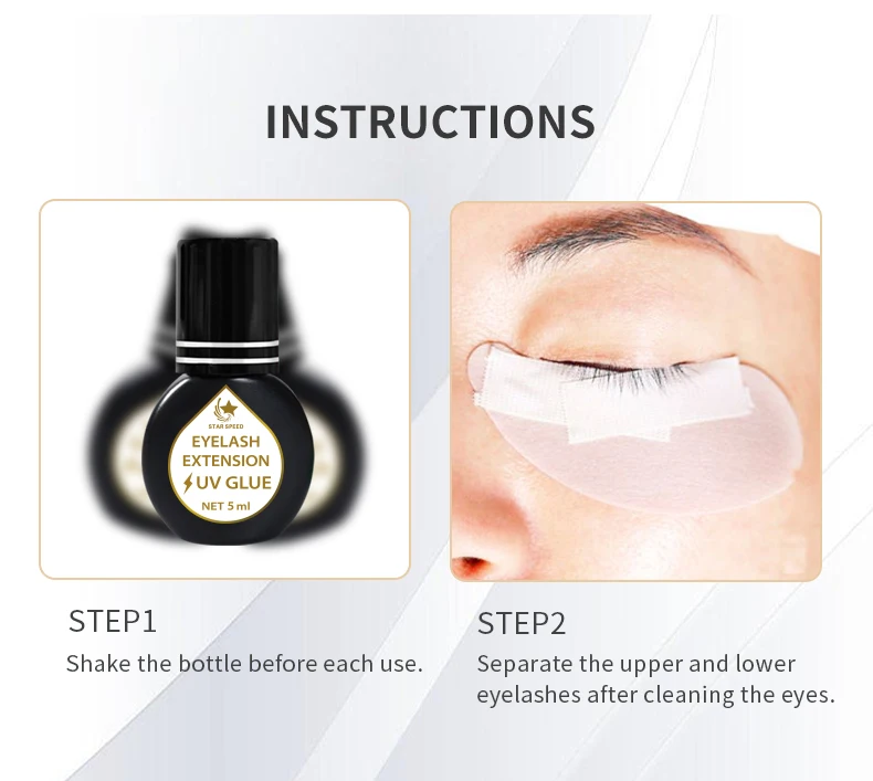 Star Speed New Product Transparency 10ml Super Fast Drying Uv Flashlight Black Extension Uv Lash 