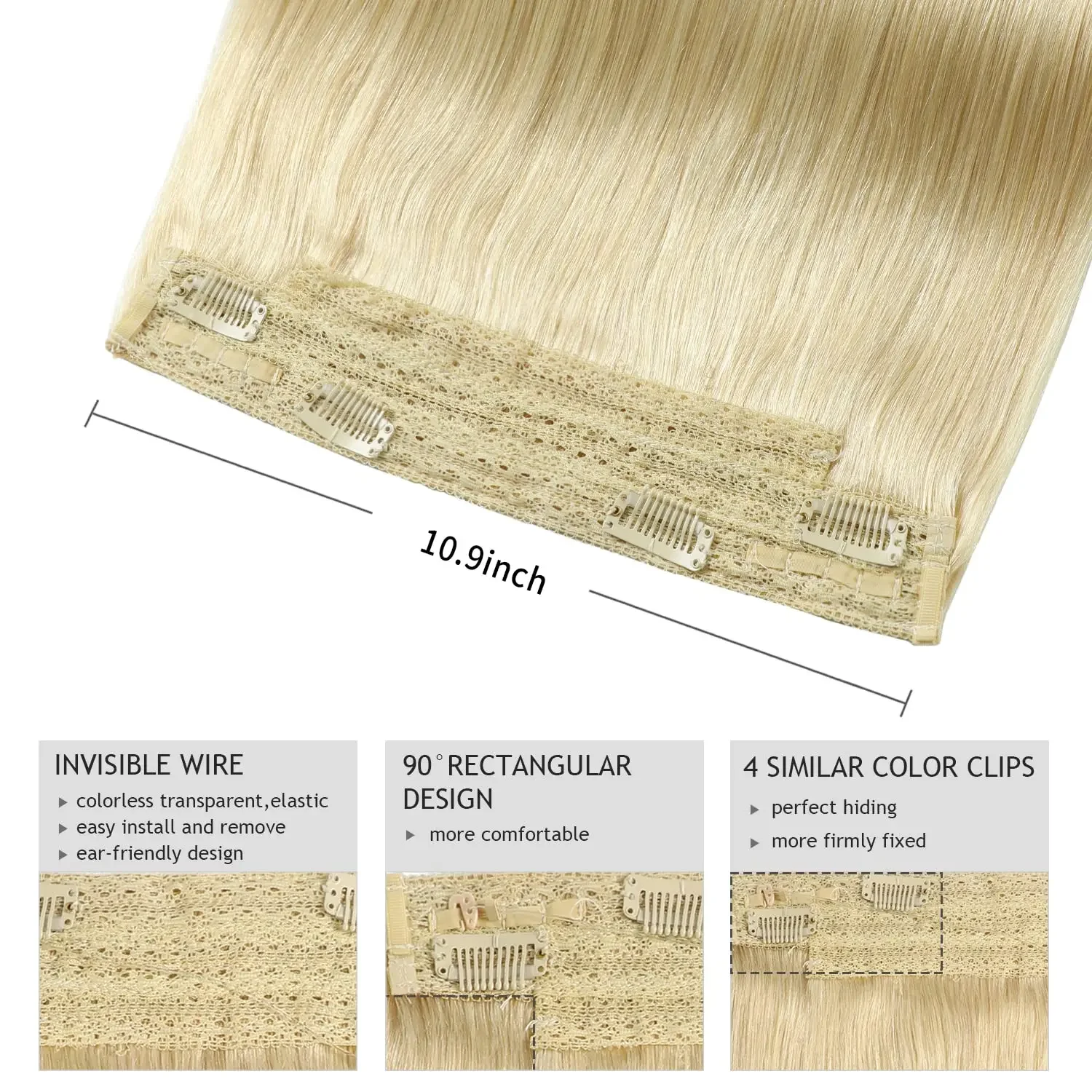 Extensiones de cabello humano liso y sedoso 613 rubio decolorado_voghion.com