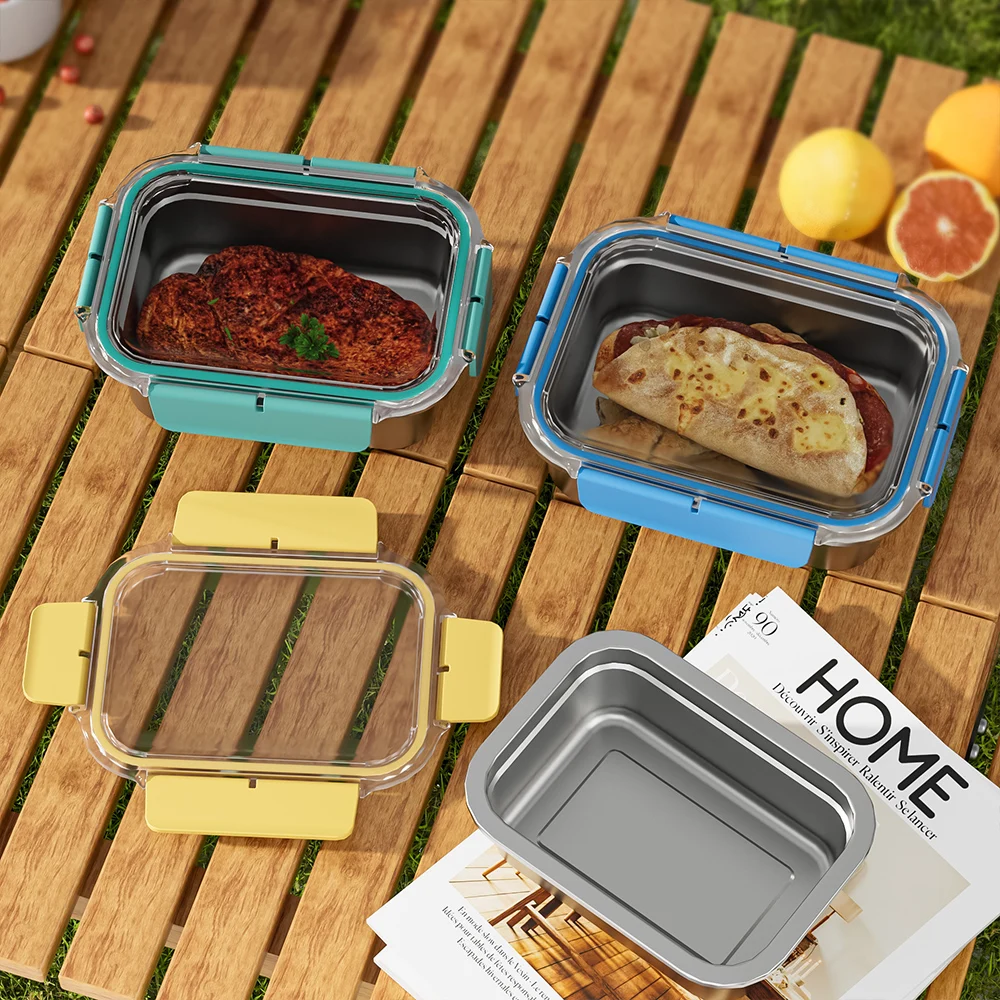 Stainless Steel Containers with Clear Lid Food Containers Metal Bento ...