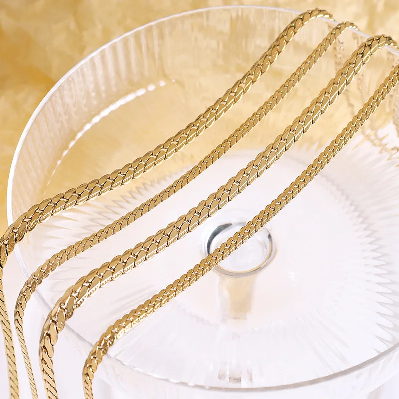 New Arrival 18K Gold PVD Herringbone Link Chain Choker Necklace