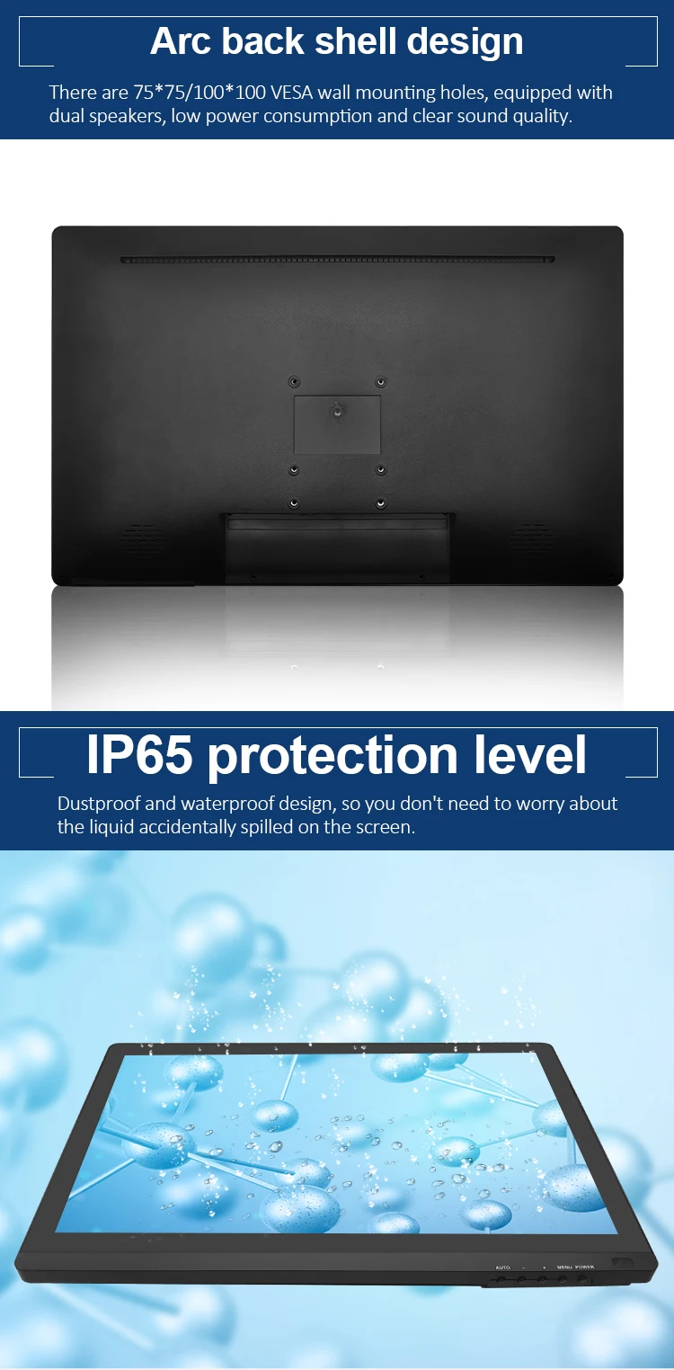 IP65 Industrial Display 21.5 Inch Black Waterproof LED Wall Mount TFT Touchscreen/New Industrial Grade LCD Monitor