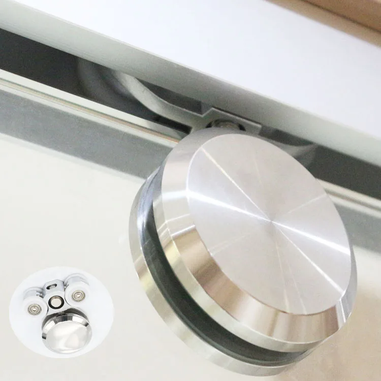 Stainless Steel Sliding square Glass Fitting Door Roll Hanging Wheel