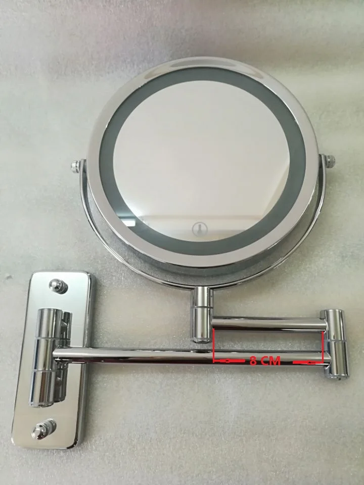7 Inch Battery Operated Bathroom LED Shaving Makeup Wall Mounted Extendable Mirror