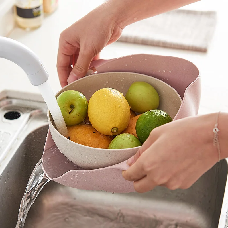 Пшеничная солома, пластиковая кухонная корзина для мытья овощей, фруктов, дуршлаг