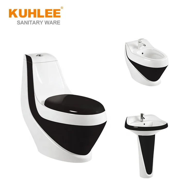 Популярный Уникальный дизайн красочные полные санитарные принадлежности для ванной комнаты серии туалета зеленого Красного черного цвета