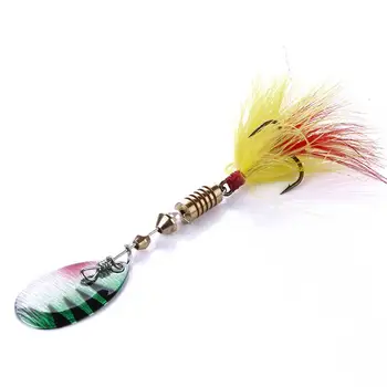 CHEERY Metal Rotating Sequin Live Bait Fishing Lure Colorful Feather Hook for Trout River Sea Fishing Float Fishing 7cm 5.5g – Metal Jig – view 4