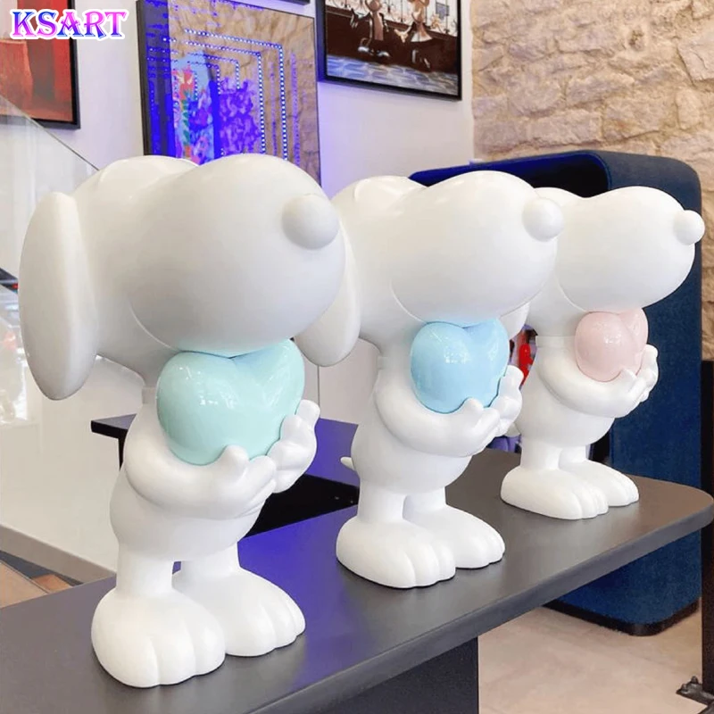Customizable Modern Design Cartoon Resin Sculpture Snoopy Doll Life-size Fiberglass Dog Sculpture Creative Cartoon Anime Theme