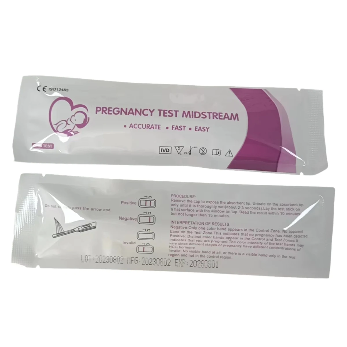 Medical Disposable 1 Step Quick Check 3.0mm HCG Pregnancy Test Midstream HCG