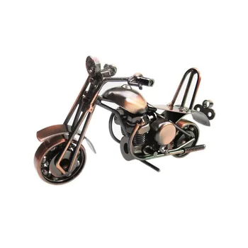 Modèle De Moto En Fer – Miniature Vélo Gris Métal – Ornement Bureau – Roues Et Guidon Mobiles – Cadeau Passionné Moto