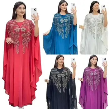 Europe and America four color mix Muslim dresses Long flared Skirts Dress Islamic Clothing for Women