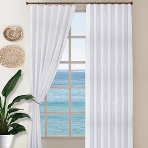 Honeymoon Hot Sell Natural Soft Treatment Rod Pocket Crinkle 85gsmMF Crinkle Window 4PCS Curtain Panels for Living Room