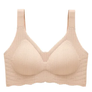 Large Size One Piece Wireless Bra for Ladies Full Cup Soft Support Breathable Fixed Padding Push Hold Summer Comfortable Bra