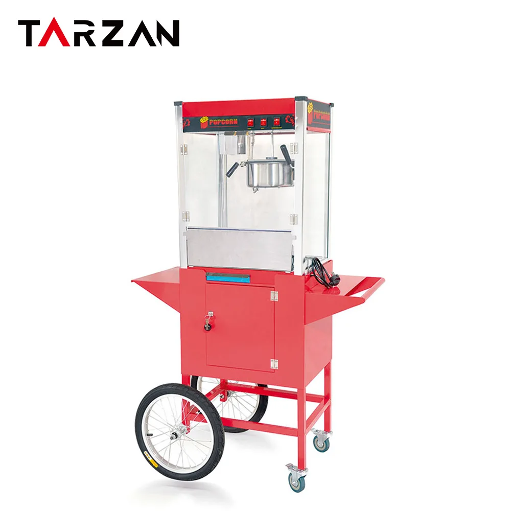 Commercial High quality Automatic 8oz Popcorn Machine with cart single Kettle Popcorn Making Machine factory