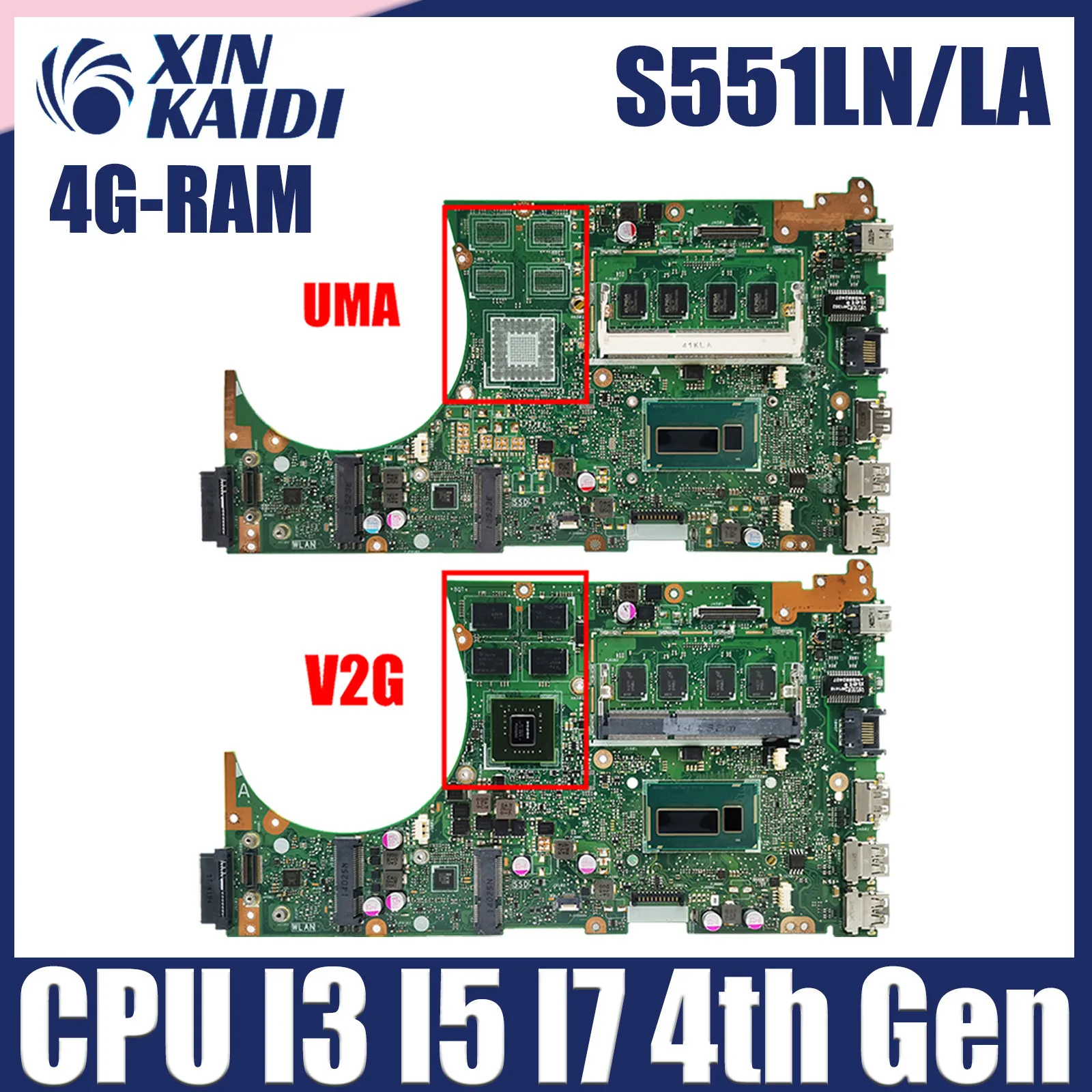 Notebook S551L Mainboard for ASUS S551LN S551LB R553L S551LA Laptop Motherboard CPU I3 I5 I7 4th Gen 4G RAM GT740M/GT840M