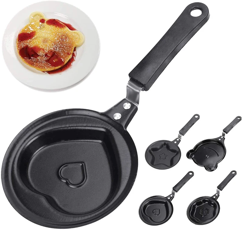 High Quality Nonstick Cute Pattern Egg Mini Deep Fry Pan Heart Bear Frog Shaped Personalized Customized Shape Egg Frying Pan