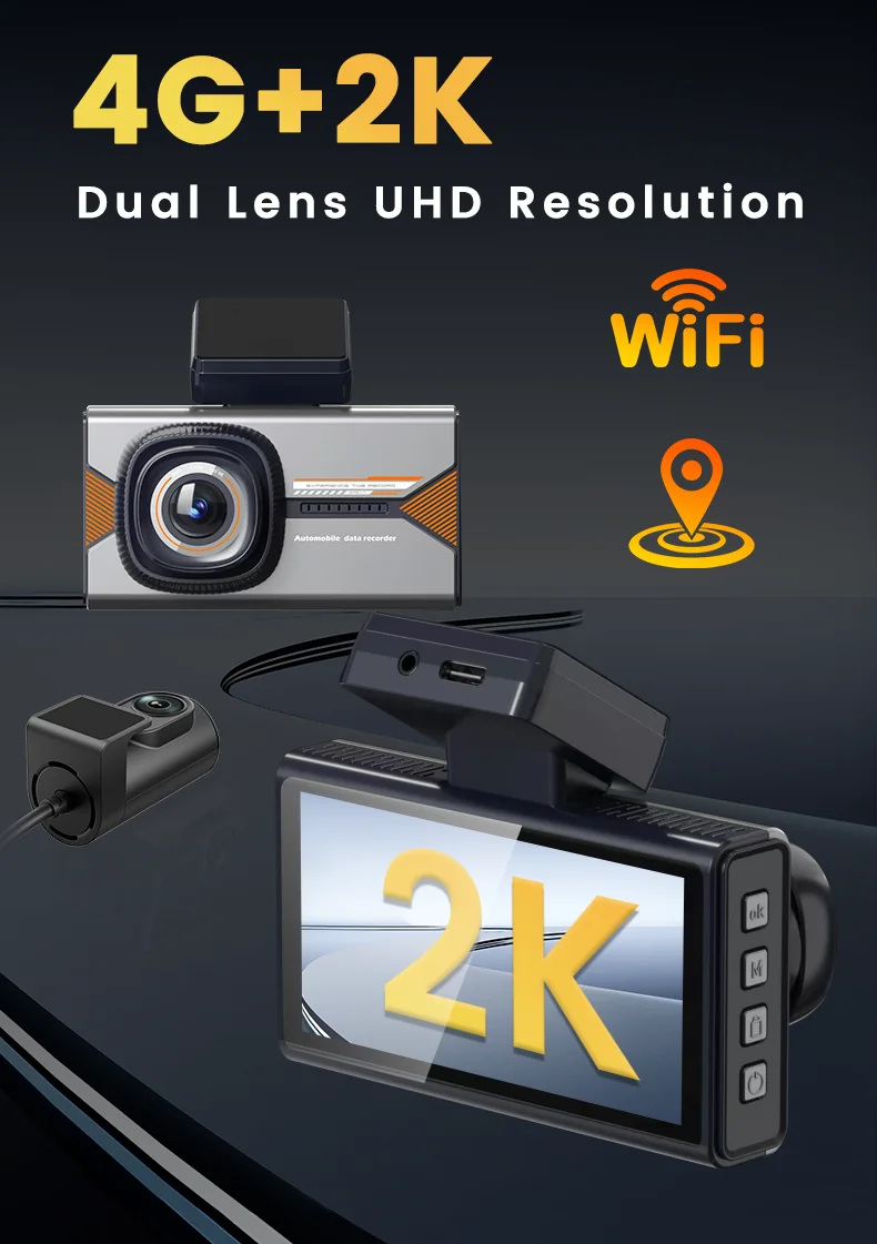 HD 2K+1080P 4G Car Camera Remote Video Playback Driving Recorder 24-H ...