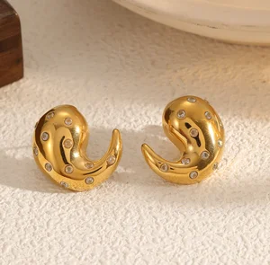 Customized OEM Odm Stock Trendy Gold Silver Plated Stainless Steel Lightweight Drop Hoops Earrings