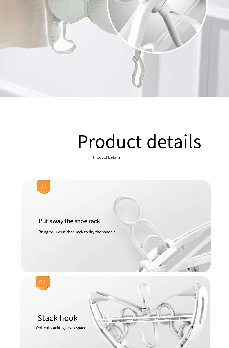 Multi-clip plastic coat hanger Multi-functional folding rotating underwear shoes multi-layer storage drying drying clothes rack supplier