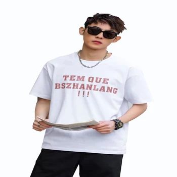 Factory direct sale white short sleeve summer men's tops clothing plus size streetwear pure cotton fashion young boys men tshirt