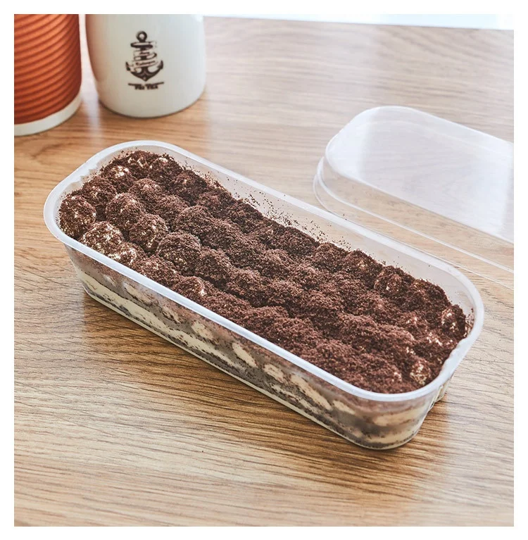 Rectangular Cake Box Transparent Cheesecake Dessert Pudding Packaging Plastic Boxes