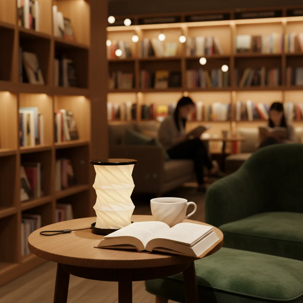Circular Folding Paper Lamp Rotating Design LED Desk Lamp for Home Decor Reading Gift Cultural Creative Store Art Craft Lighting
