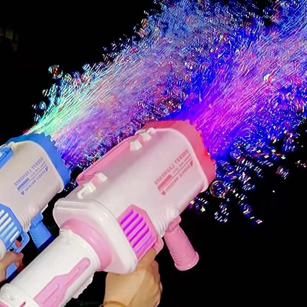 Bubble Gun Kids Toys Electric Automatic Soap Rocket Bubbles Machine Outdoor  Wedding Party Toy LED Light Children Birthday Gifts