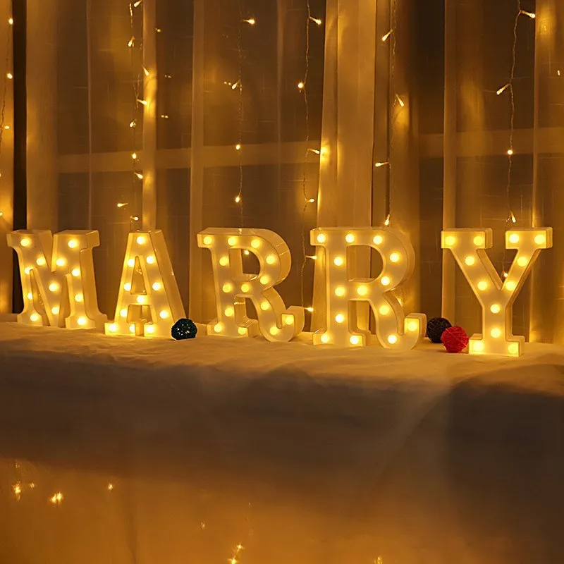 LED Battery Rechargeable Number Led Marry Me Light Up Letters Night Light Gift Christmas Sign Birthday Party Wedding decoration