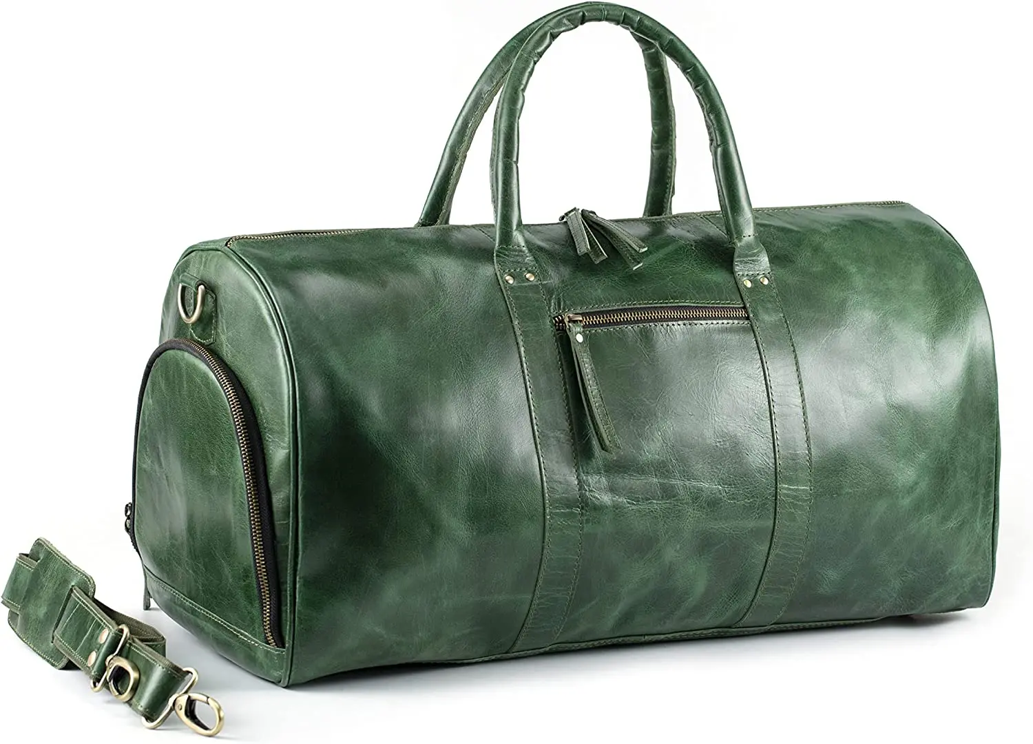 Leather Travel Weekender Overnight Duffel Bag with Shoes Compartment for Men Women Gym Sports Luggage Tote Duffle Bags