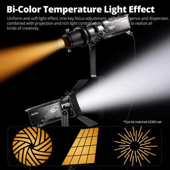 Godox S60Bi-K3 60W Focusing LED Photography Continuous Adjustable Light Spotlight With Barn Door Kit for Professional Lighting detail image