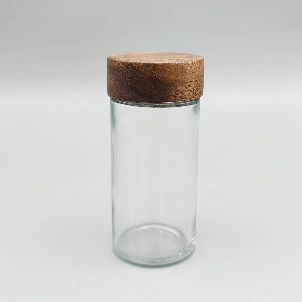 Уникальный 3oz 90 мл 100 солнцезащитные очки с печатью логотипа на заказ дизайн перец соль сахар специи маленький круглый стеклянный шейкер бутылка деревянной крышкой