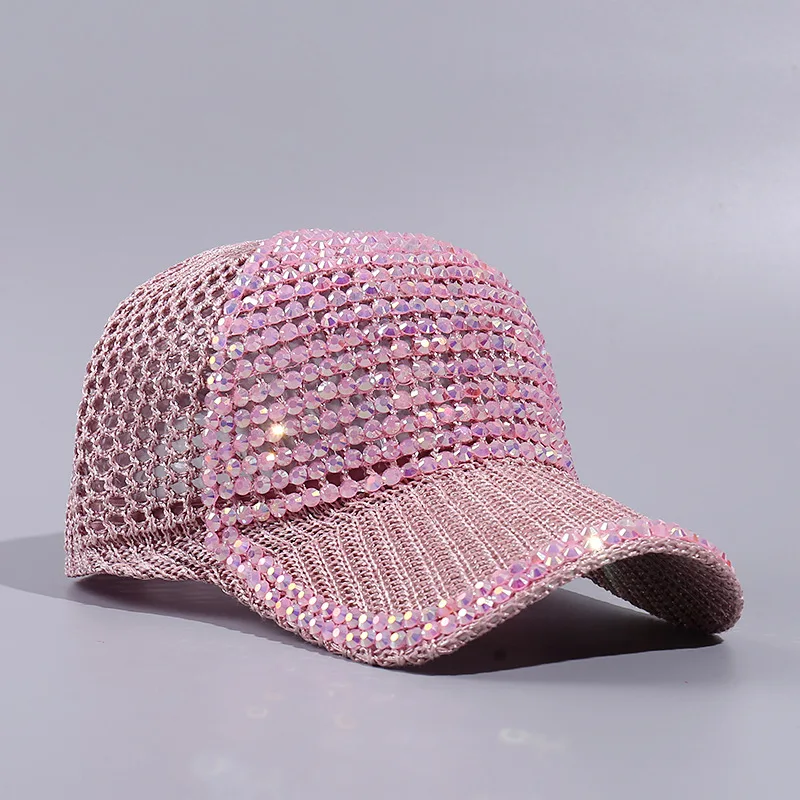 Casquette Baseball Strass & Rivets Bling – Casquette Réglable Homme Femme – Style Shiny Casual Sport Soleil – Respirante