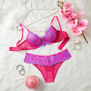 2026 Cross-Border European & American Style Lingerie Lace Print Adjustable Straps Pure Desire Bra Set