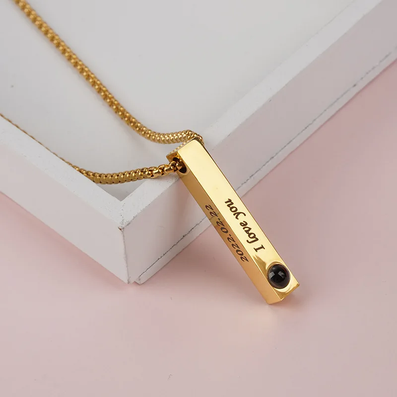 Duoying OEM 2023 Latest Style Laser Engraving Music Symbol Photo Custom 100 Languages Projection Necklace