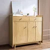 Natural wood shoe cabinet