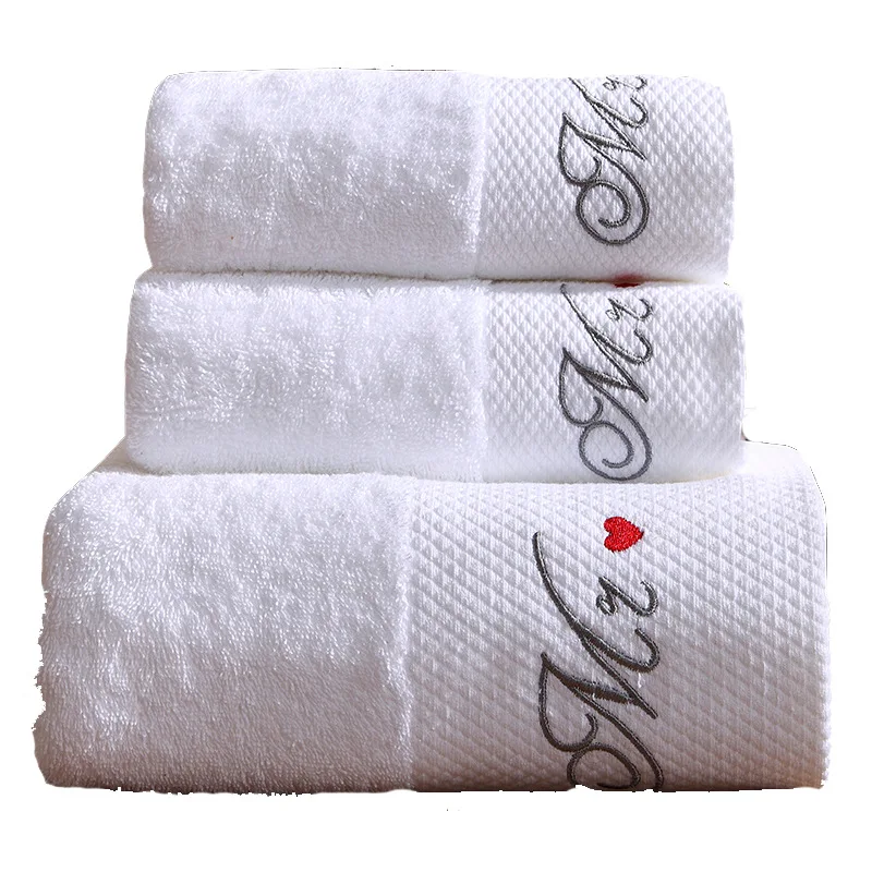 Custom Embroidered Logo Luxury Spa White Cotton Towels 5 Star 600gsm Face Hand Hotel Ultra Soft